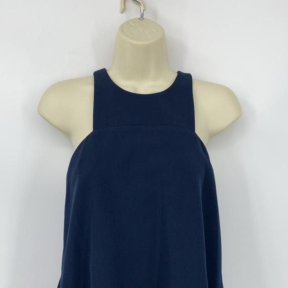 Milly Cady Angular trapeze a-line mini dress navy blue racerback pockets shift 0 - Picture 3 of 6